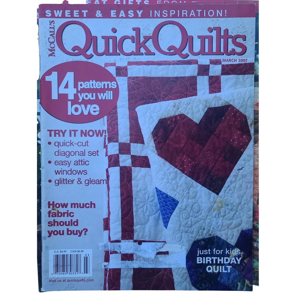 McCall's Quick Quilts Magazine March 2007 14 Patterns Attic Windows Kids‎ Quilt